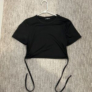 Shein open back crop top